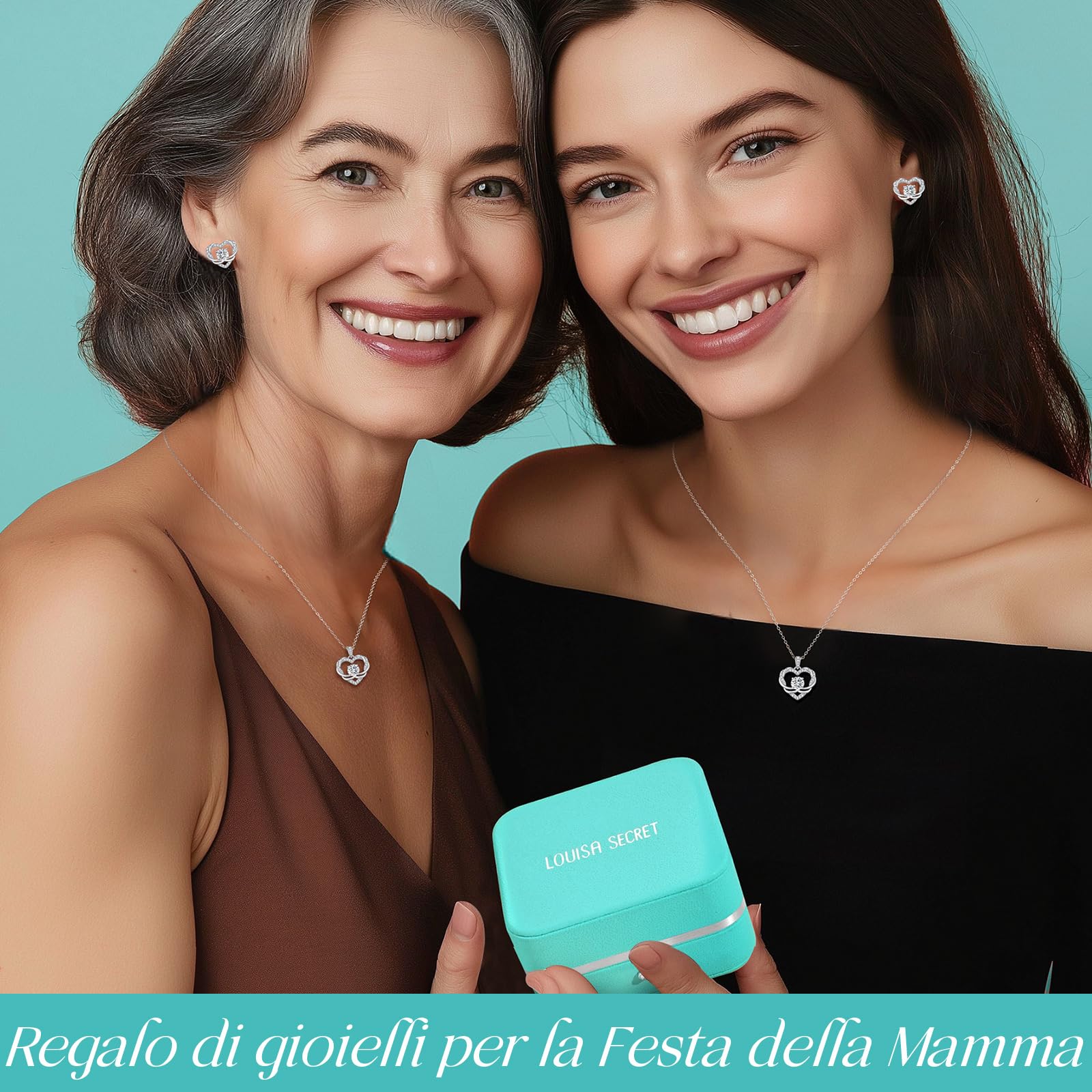 LOUISA SECRET Moissanite Collana da donna in Argento 925 con cuore torso | Regalo di Compleanno per Ricorrenze Donna Natale San Valentino Gioielli
