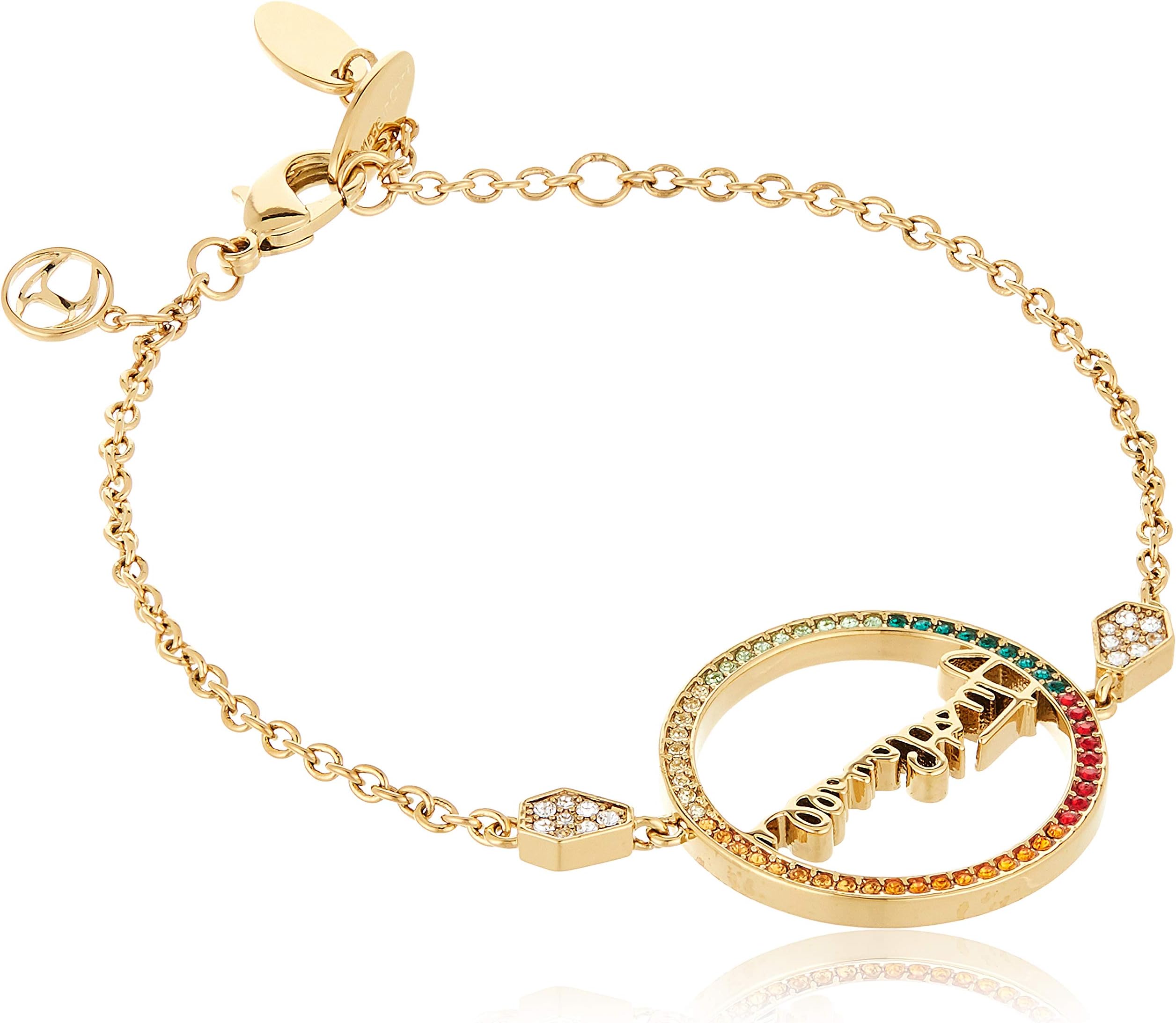 JUSt Logo Evo Full Yellow Gold Color Bracelet With Colored Stones - Jcbr00740400 - Medium