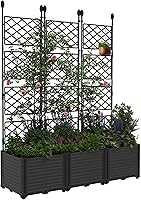 PeakPursuit 3PCS Raised Garden Bed with Trellis & Privacy Screen - 50"x63" Vertical Planter for Climbing Plants on Patio Balcony