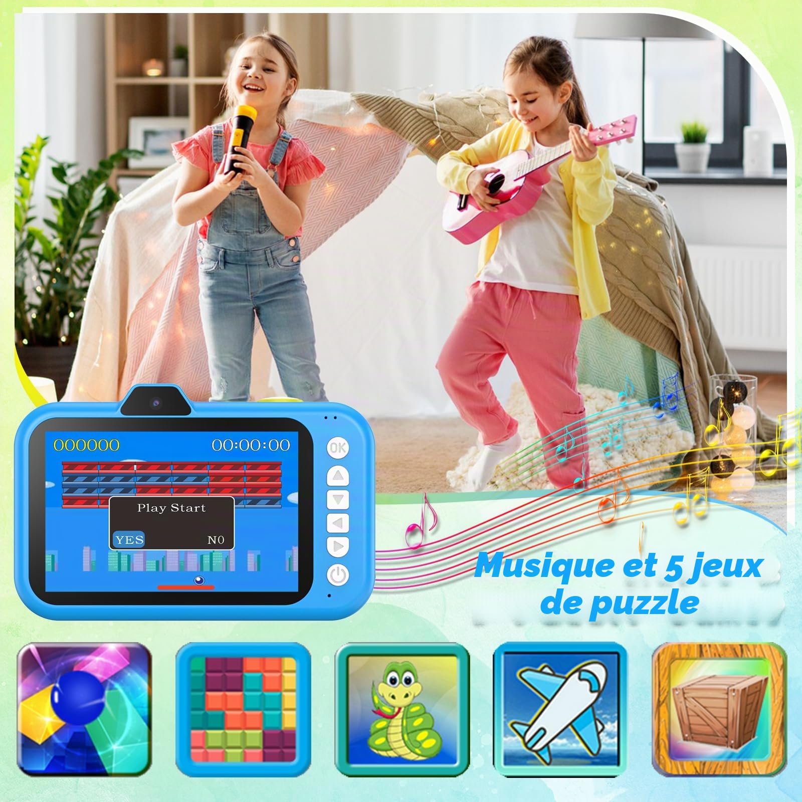 Ushining Appareil Photo Enfant, 3,5 Pouces Grand Écran 1080P Appareil Photo Numérique Enfant avec Objectif Zoom Rotatif à 360° Flash LED Carte de 32 Go, Caméra Vidéo Cadeau pour Enfants 3 à 12 Ans