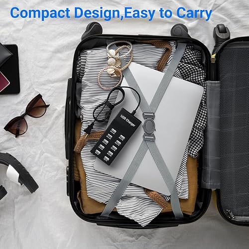 Miniatura 6 de Estación de carga USB de 10 puertos, concentrador de cargador multipuerto 50W10A para iPhone, Galaxy, iPad y más