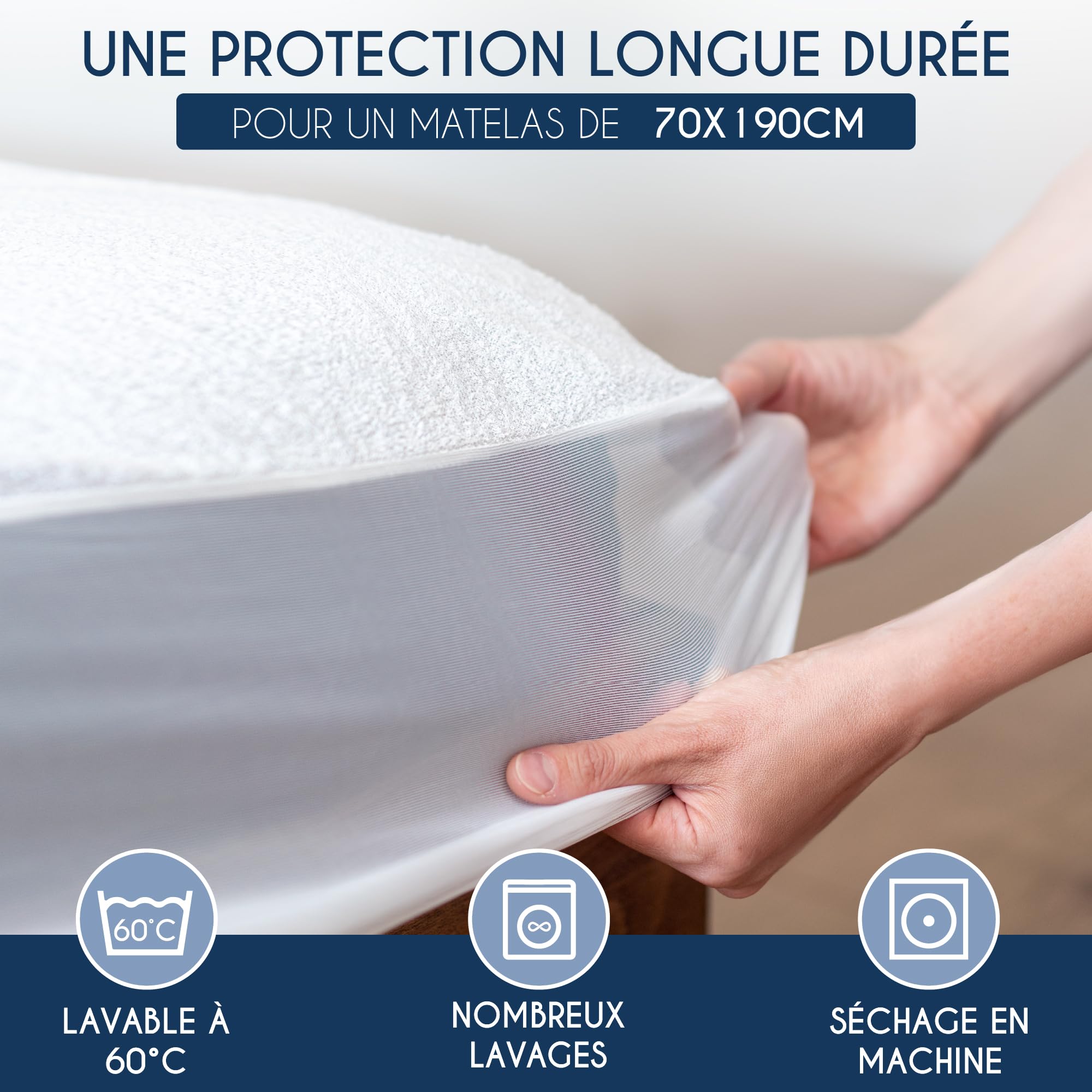 King Of Dreams Protège-Matelas 70x190 Imperméable & Respirant – Jusqu'à 35 Cm D'Épaisseur, Anti-Acariens