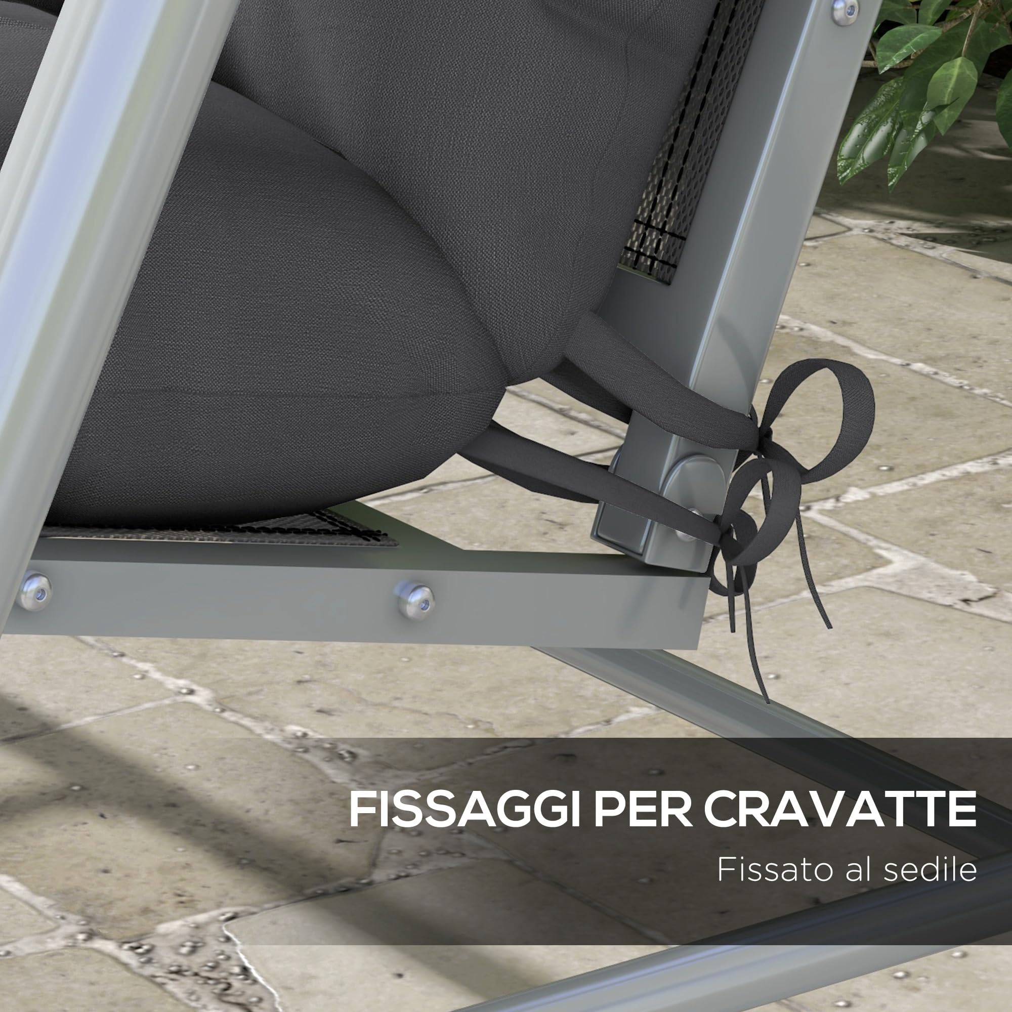 Outsunny Cuscini da Giardino Set 4 Pezzi per Schienale e Seduta con Imbottitura Spessa, Cuscini da Esterno in Poliestere, Senza Altalena, Grigio Carbone