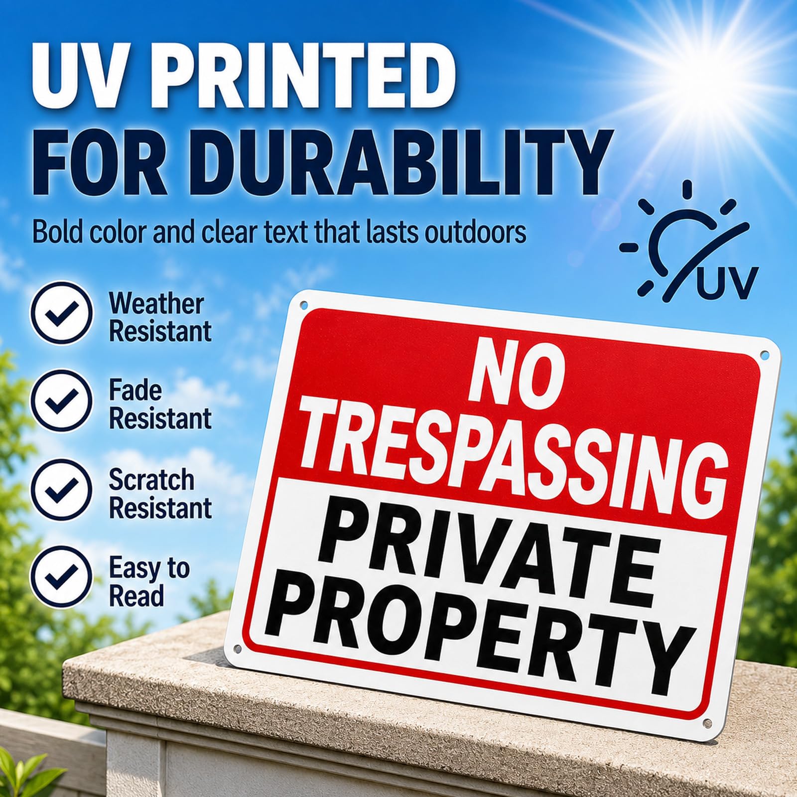 2 Pack No Trespassing Signs Private Property – 10x7 Inch 40 Mil Rust Free Aluminum, Reflective Warning Sign, UV Printed, Weatherproof & Easy to Mount, High Visibility Security Sign for Home & Business — Amazon image 8