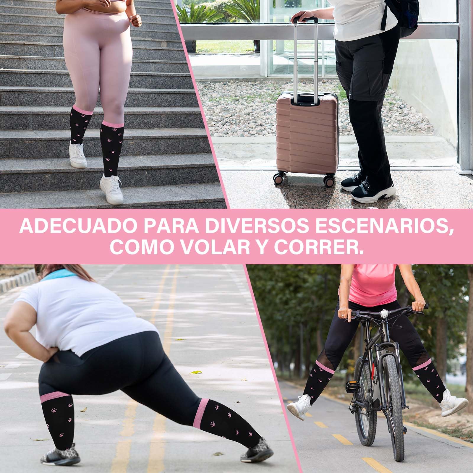 PUTUO Medias de Compresión Hombre y Mujer: Calcetines Compresión Talla Grande para Mujer para Correr Viajar Vuelo Ciclismo Embarazo 1 Par