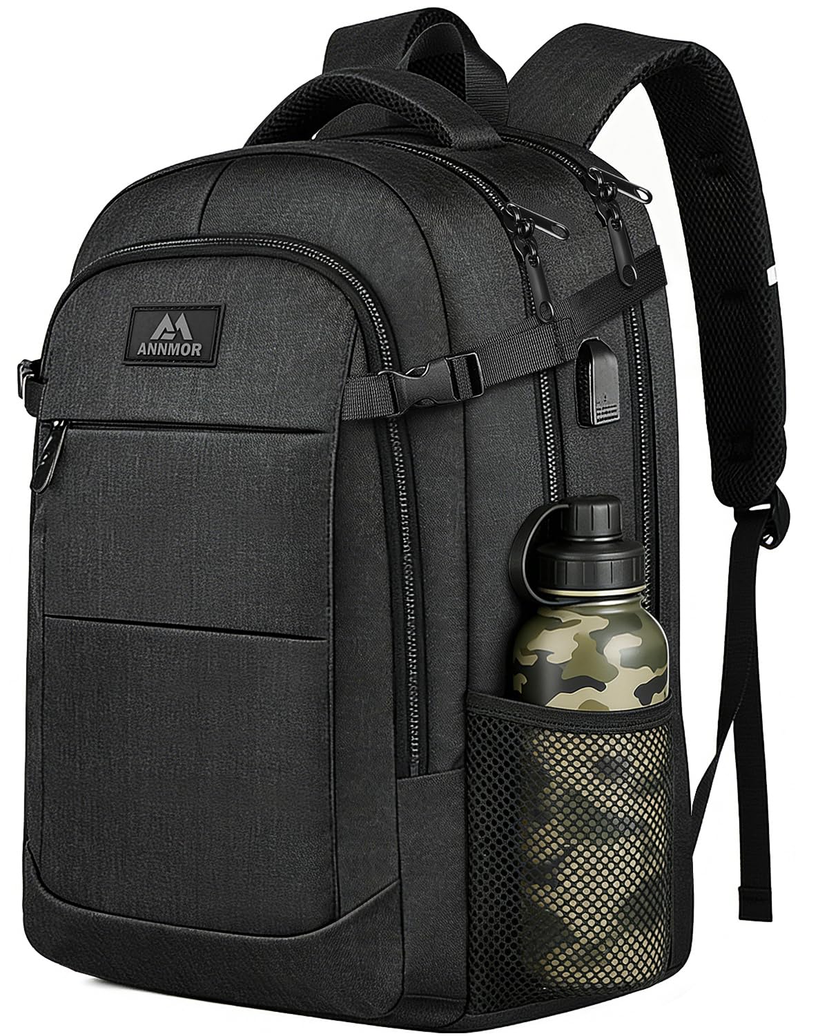 Sac à Dos Ordinateur 17,3 Pouces Homme, Sac PC Grande Capacité 35L Imperméable avec Port USB, Sac à Dos Antivol pour Travail, Université et Voyage Cabine