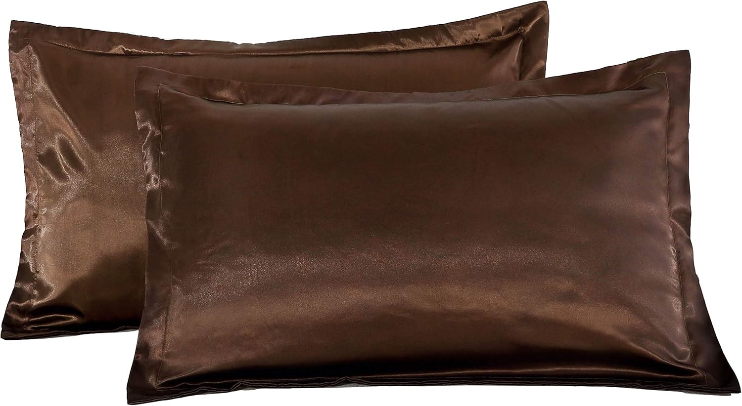 100% Silky Satin Hair Beauty Pillowcase, Standard/Queen 2PCS Set (Coffee)