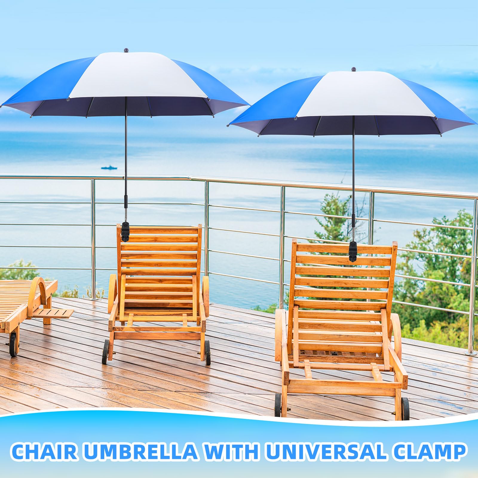 Hosuly 4 paraguas de silla de 46 pulgadas con abrazadera ajustable universal, protección solar, paraguas portátil para exteriores, silla de camping, patio, carritos de golf, no incluye silla