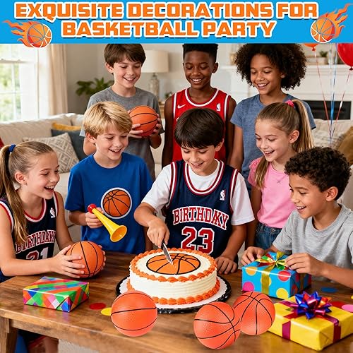 Miniatura 8 de Hymaz 36 mini pelotas de baloncesto de 4 pulgadas para niños, pelotas de baloncesto pequeñas de goma con bomba para regalos de baloncesto para