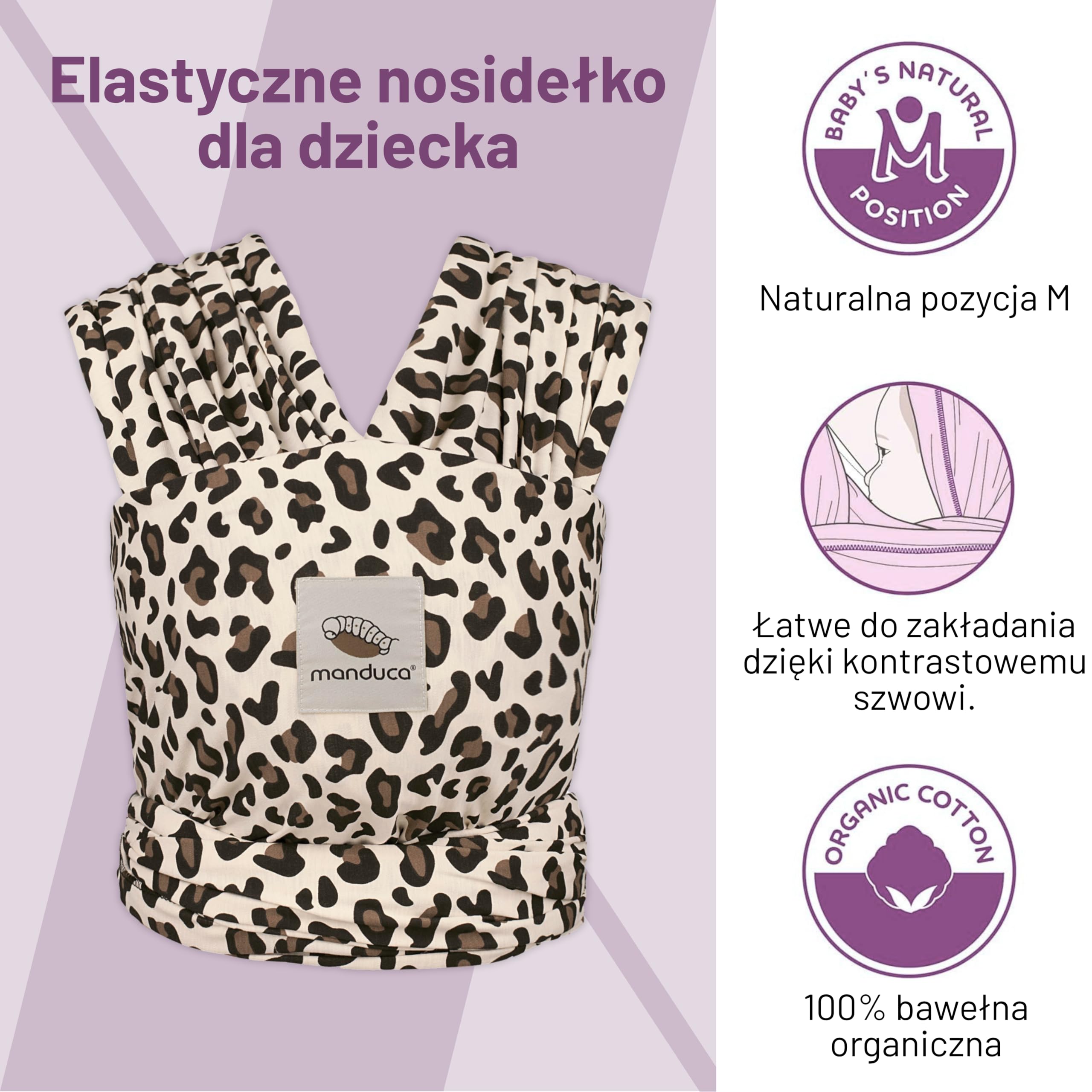 manduca Sling, Lion – Elastisches Babytragetuch für Neugeborene und Babys (Limited Edition, Löwen-Motiv, 5,10 m x 0,60 m)