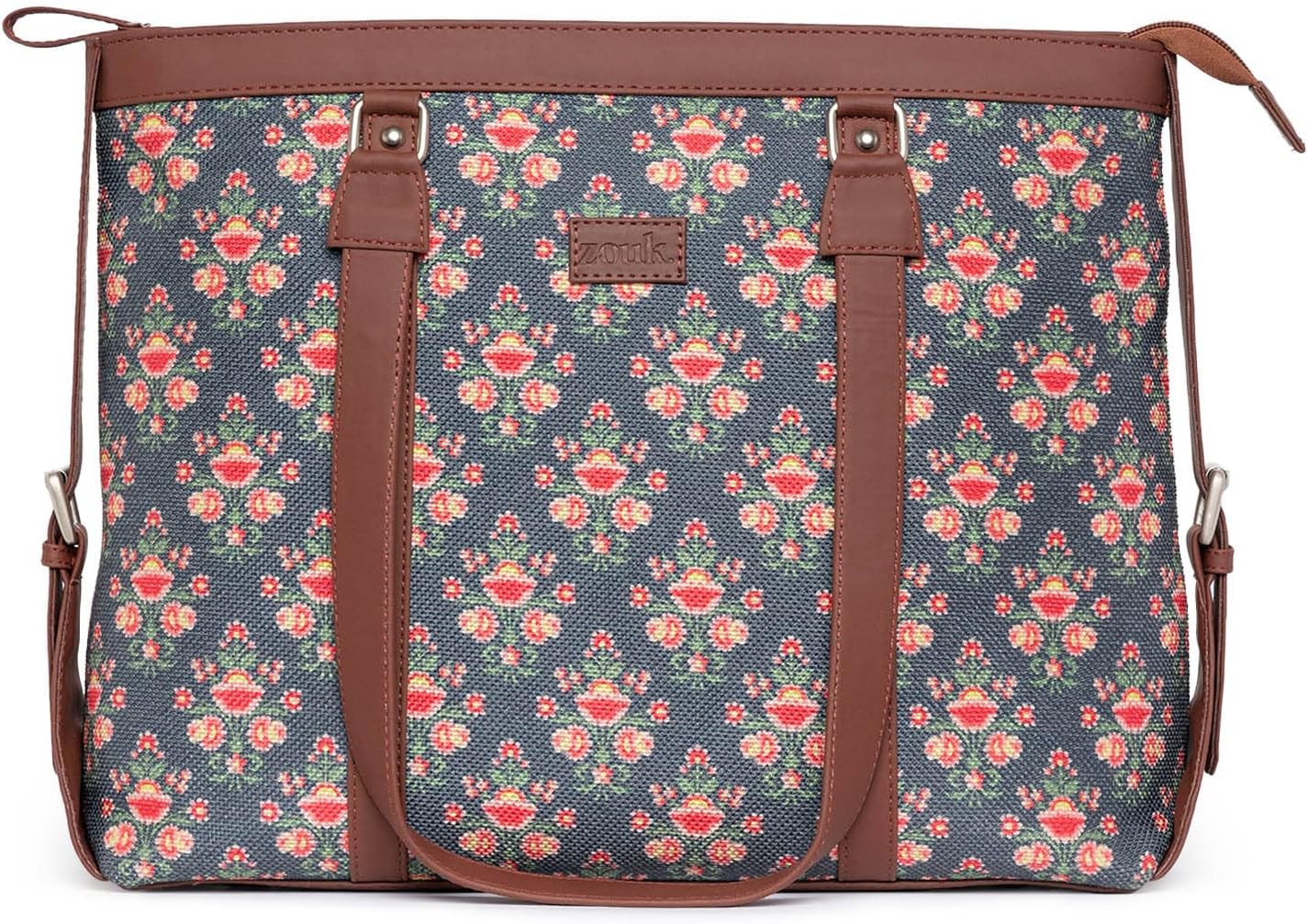 ZOUK Stylish Office Laptop Bag | Tote Bag For Women Fits Upto 15.6 inch |Purse for Women | Vegan Leather Handbag | Daily & Travel Use