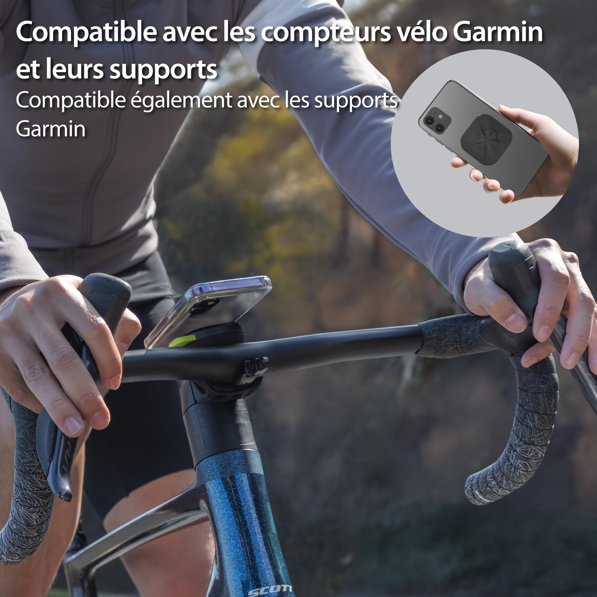 Bone Bike Tie Connect Kit 3 - Sticker, Support téléphone vélo magnétique Universel pour Potence, Rotation 360°, libération Rapide, Verrouillage sécurisé, Antichoc, Compatible Smartphones 4,7"–7,2"