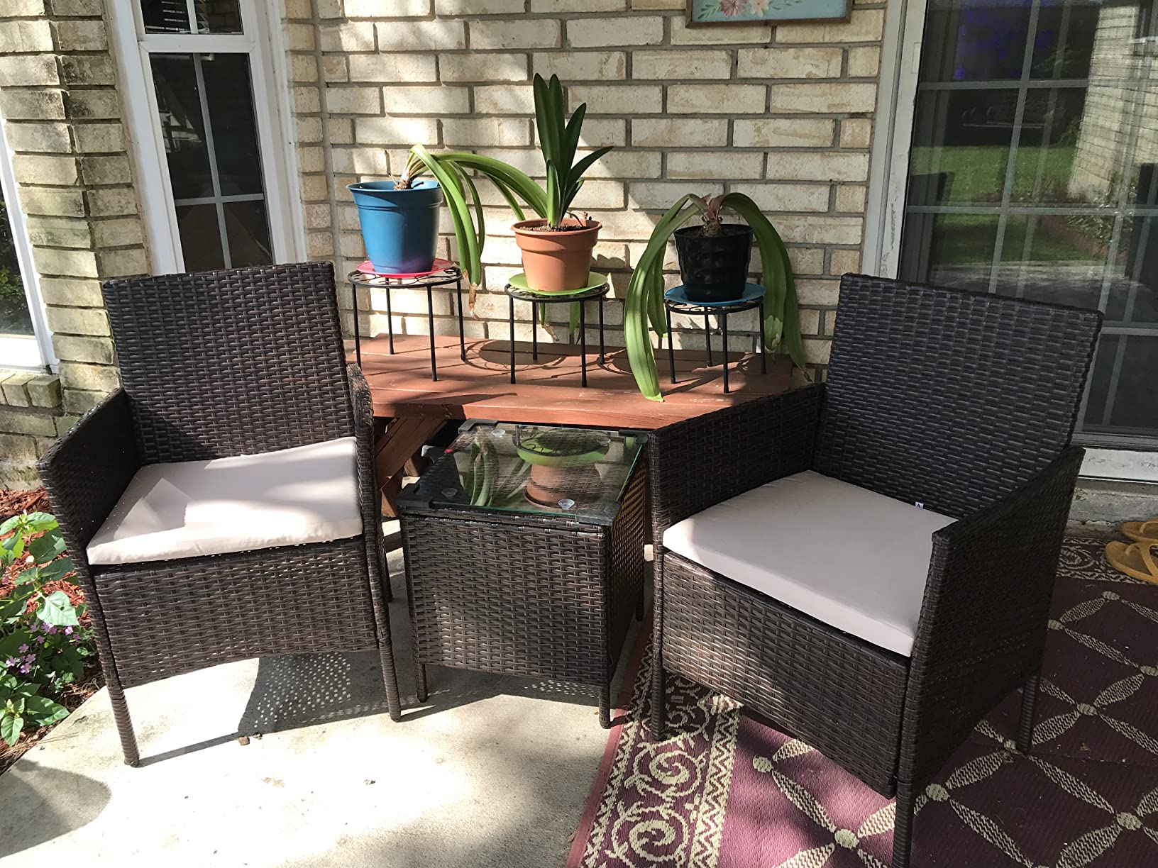 20/mo Finance Greesum 3 Pieces Patio Furniture PE Rattan Wicker