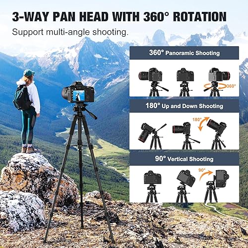 Miniatura 2 de MoKo Trípode de cámara para iPad - Soporte de trípode de teléfono de 70 pulgadas con bolsa de viaje, trípode para iPhone con soporte para teléfono,