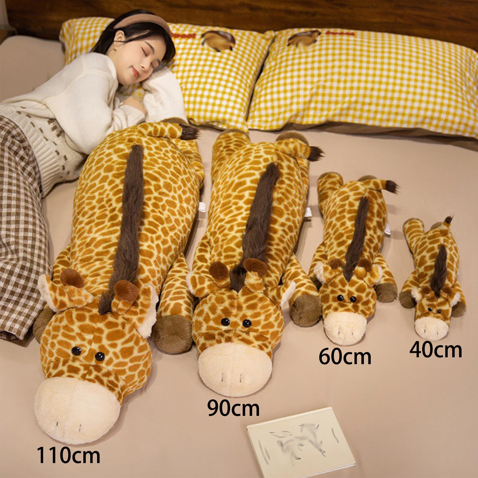 Giraffe Kuscheltier, 40/60/90/110cm Groß Plüschtier, Stofftier Plüsch Puppe Plüschtiere, Geschenk für Jungen Mädchen (90CM)