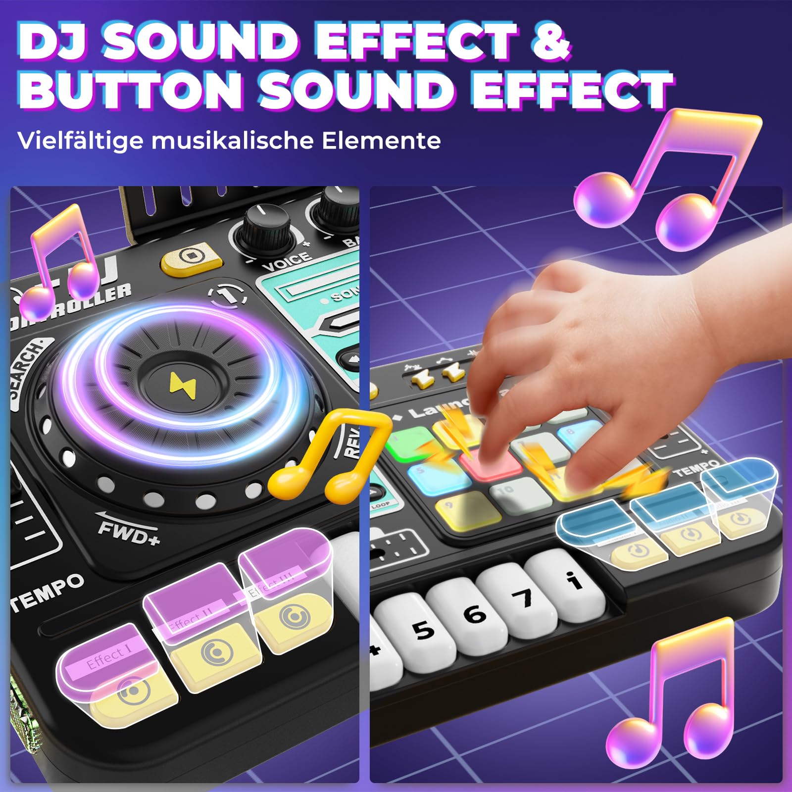 DJ Mischpult Für Kinder - Mit Mikrofon & Lichteffekten Ab 3 Jahren