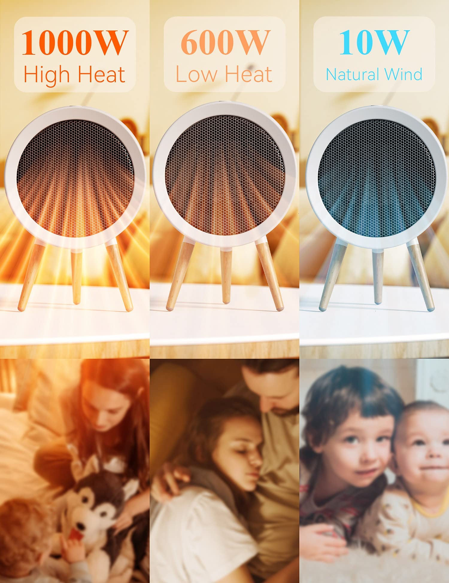 GAIATOP Space Heater, Energy Efficient Small Space Heater for Bedroom