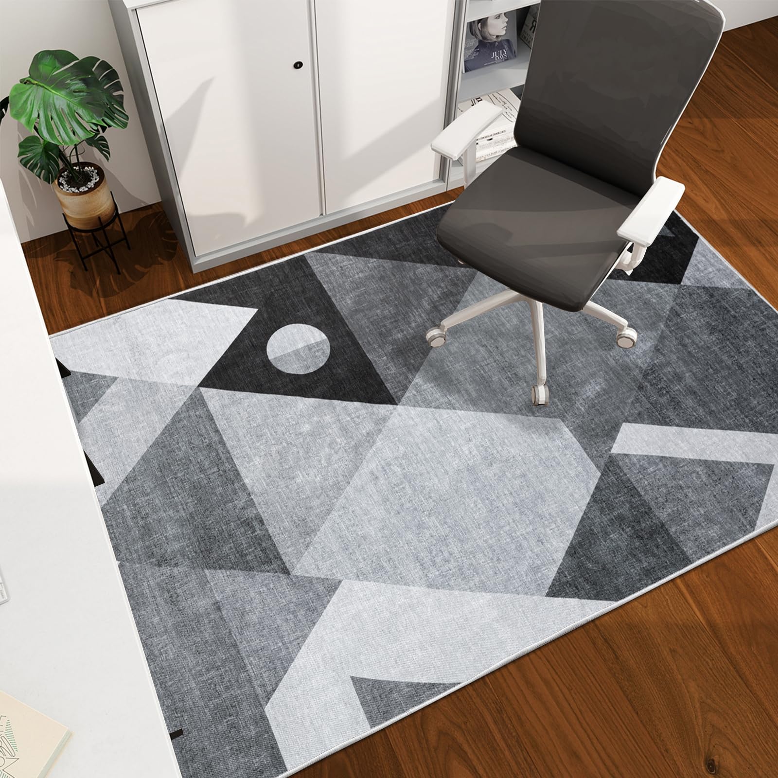 Office Chair Mat for Hardwood Floor, 60"x45" Easy Glide Computer Desk Mat Protector for Rolling Chair Under Desk Rug Nonslip Backing, Machine Wash, (Modern)
