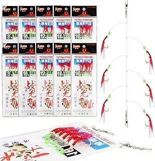 Fishing Bait Rigs Lures Bait Luminous Sabiki Rigs Luminous Beads Bait Fishing Lure Saltwater/Freshwater Fishing Rig Swivels Hooks Fish Skin/Soft Shrimps Flasher Rigs