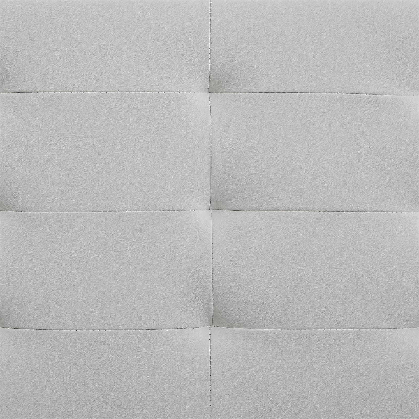 IDIMEX Lit Double pour Adulte Mathieu Couchage 140 x 190 cm avec sommier 2 Places / 2 Personnes, tête et Pied de lit capitonnés, revêtement synthétique Blanc