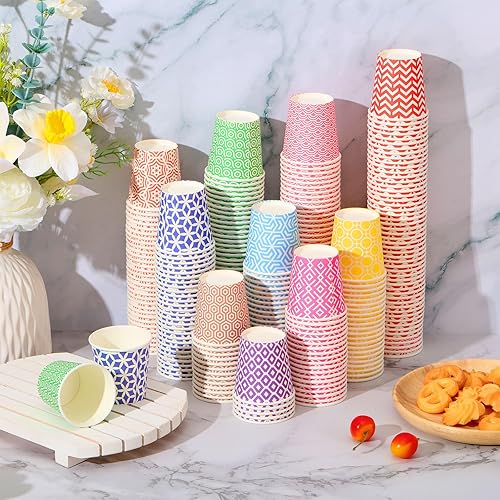 Miniatura 5 de Yeaqee Paquete de 1000 vasos de papel pequeños multicolor de 5 onzas, a granel, vasos desechables coloridos de 5 onzas para bebidas calientes/frías