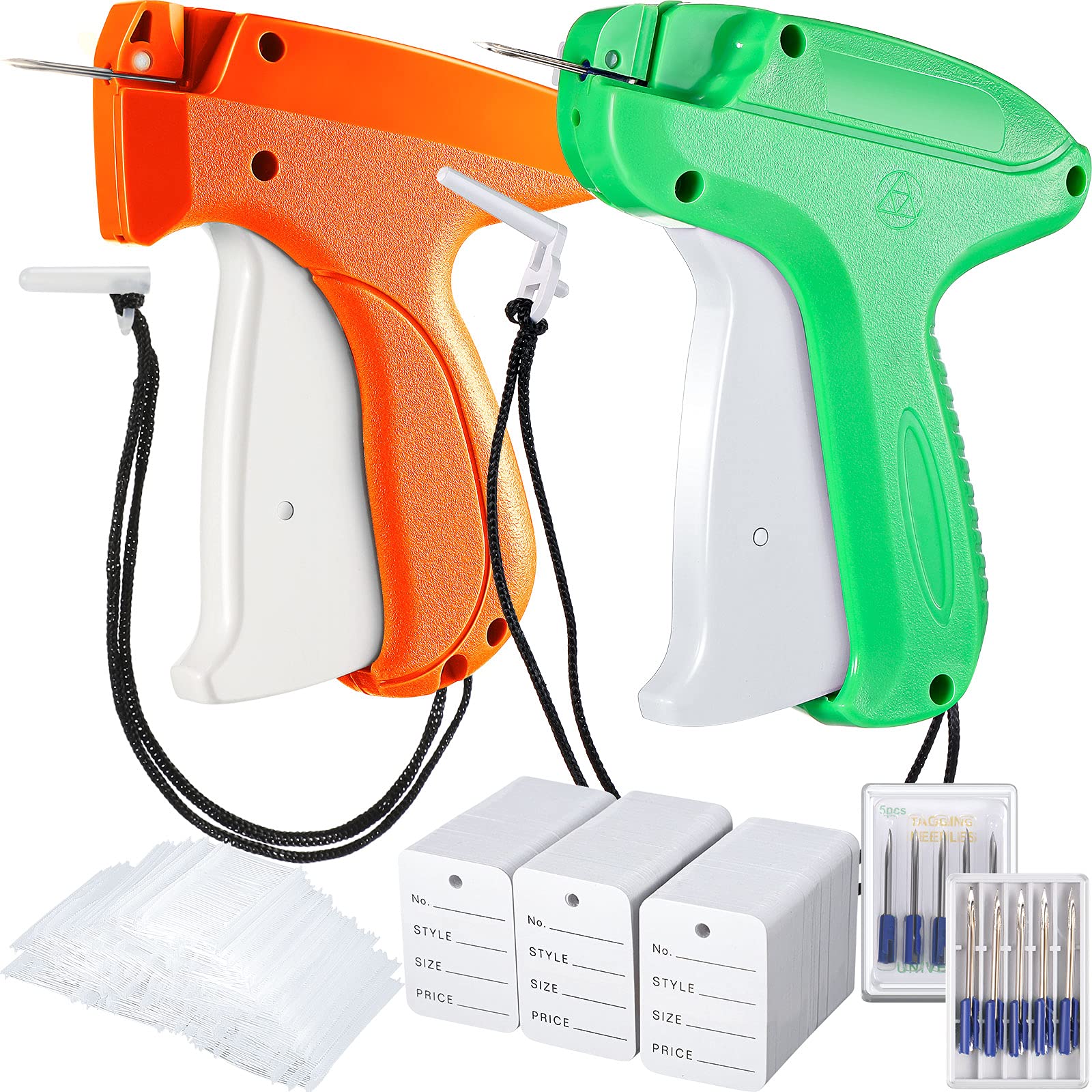 1112 Pcs 2 Clothes Garment Tag Attacher Price Hangtag Gun Applicator 1000 2" Plastic Fastener Barb 100 Clothing Paper Size Name Labeler Steel Needle