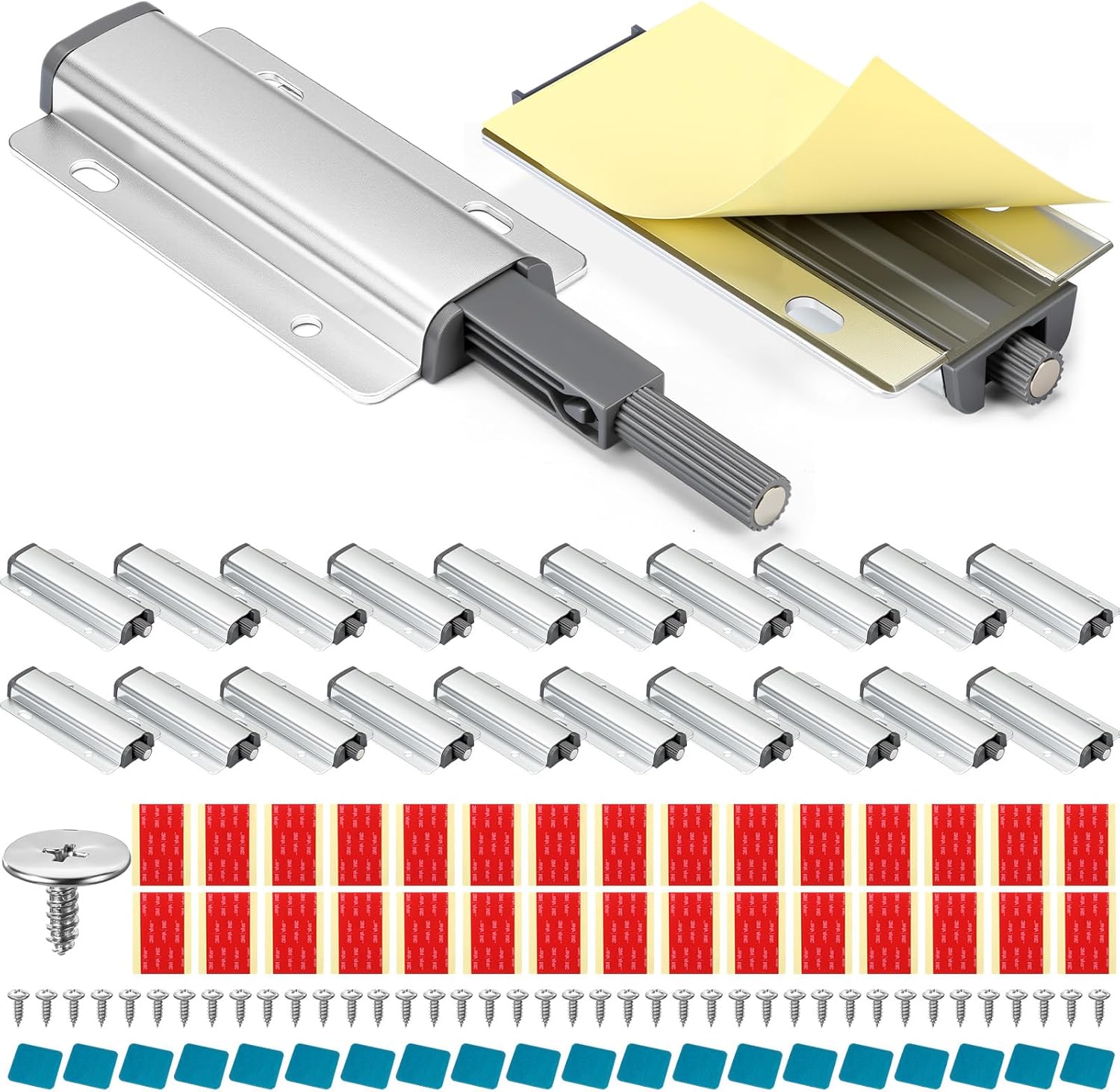 Mudder 20 Pack Cabinets Latches Magnetic Push Catch to Open Door Latch Touch Latches Kitchen Door Push Release Latch for Drawer Closure Catch Press Out Cabinet Hardware