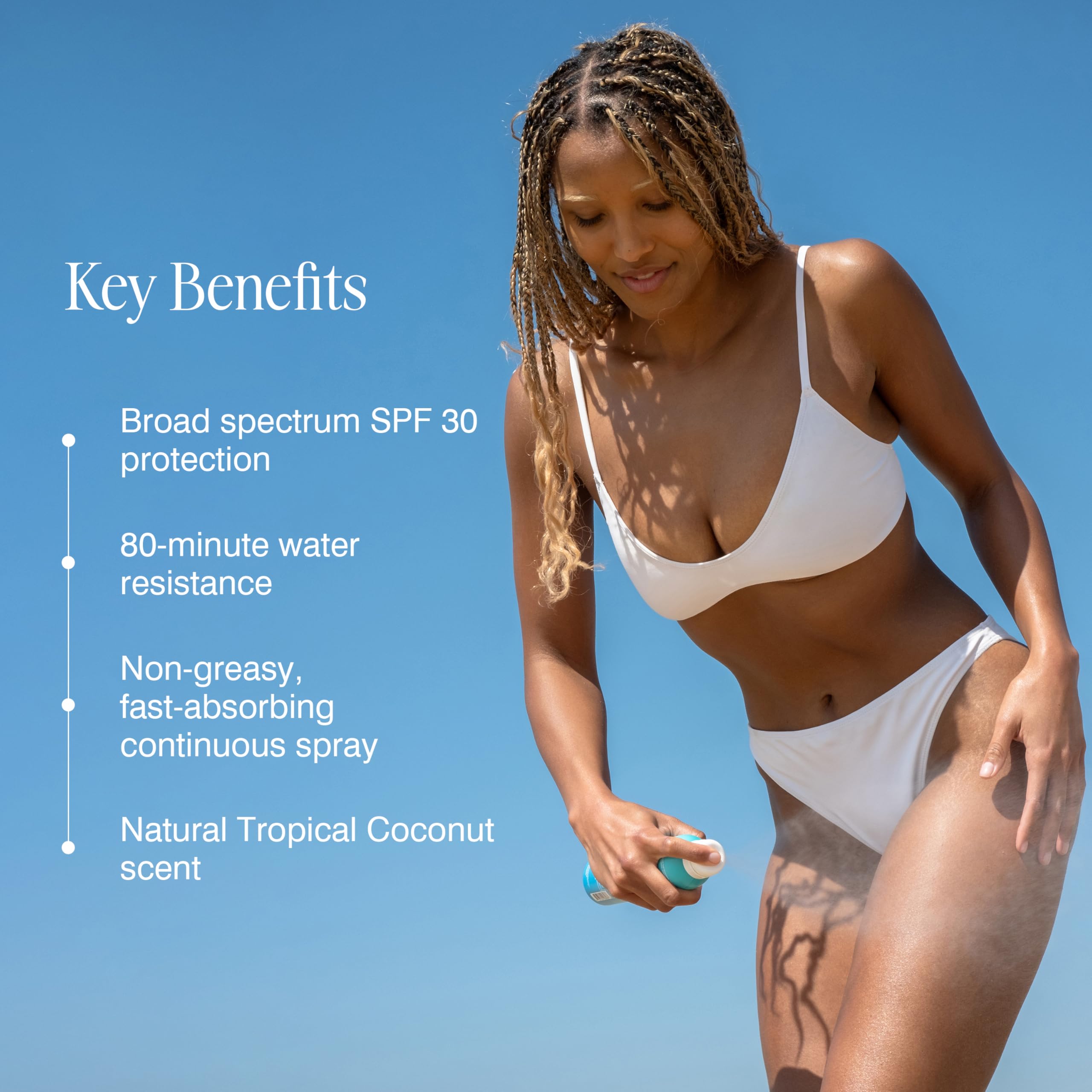 COOLA Organic Sunscreen SPF 30 Sunblock Spray, Dermatologist Tested Skin Care for Daily Protection, Vegan and Gluten Free, Tropical Coconut
