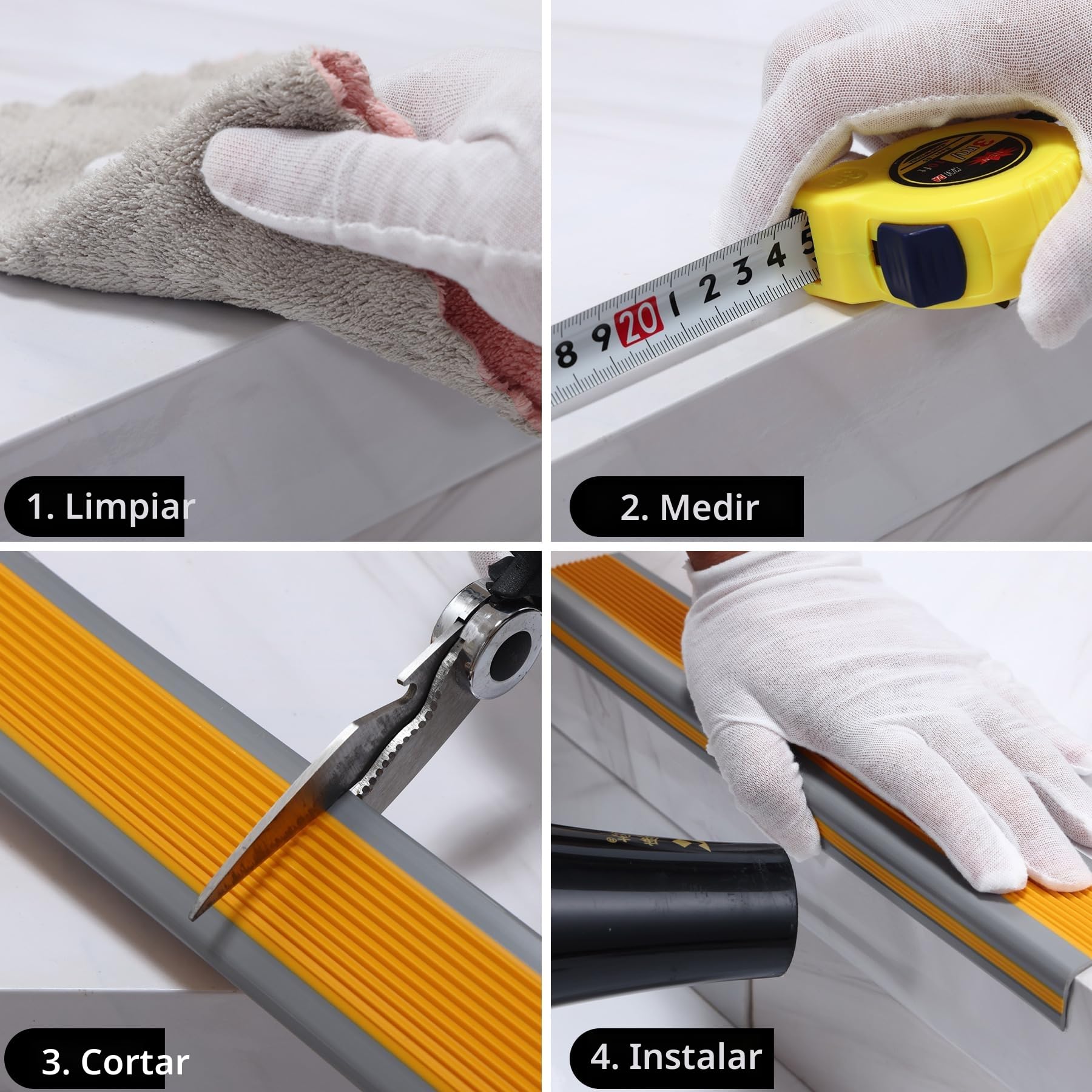 Trimold Vinilo Antideslizante para Nariz de Escalera, Peldaño de Escalera Antideslizante Adhesivo, Protector de Borde de Moldura Flexible de Goma para Uso en Interiores y Exteriores (5m, Negro)