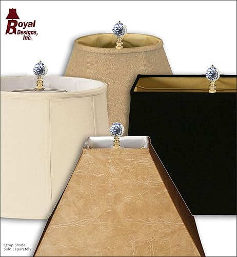 Miniatura 8 de Royal Designs, Inc. Decorativos Chinoiserie Azul y Blanco Terminales de Lámpara de Motivo Asiático - 1 Pk