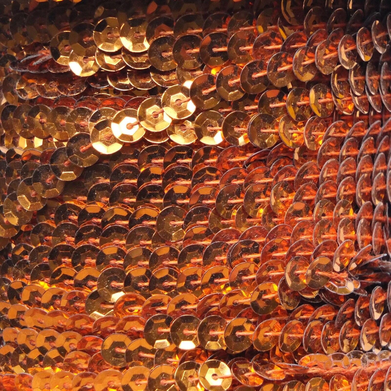Orange Metallic 5mm Cup Sequin Trim Flat Stitched Strung by The Yard 15'