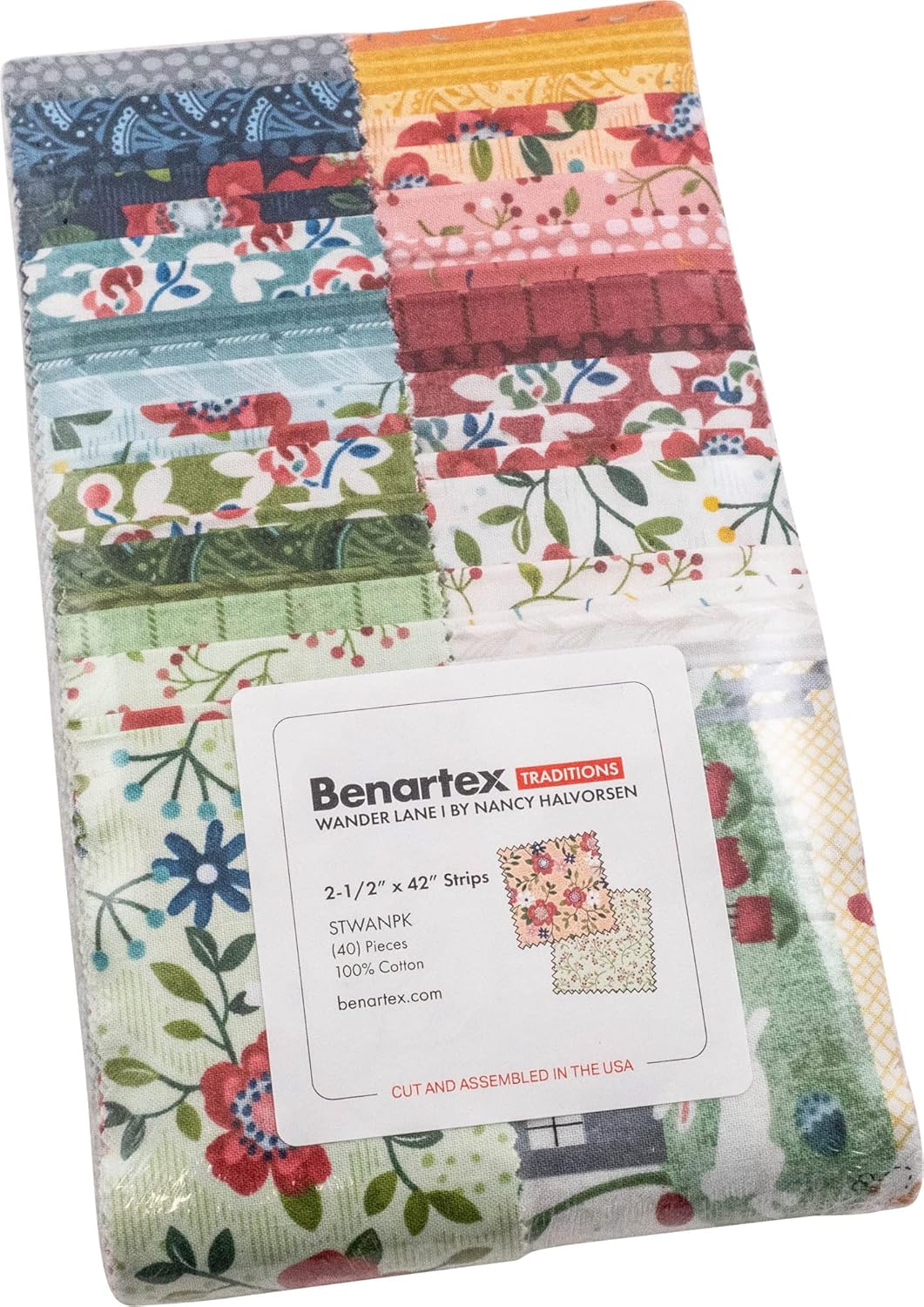 Nancy Halvorsen Wander Lane I Strip-Pies 40 2.5-inch Strips Jelly Roll Benartex