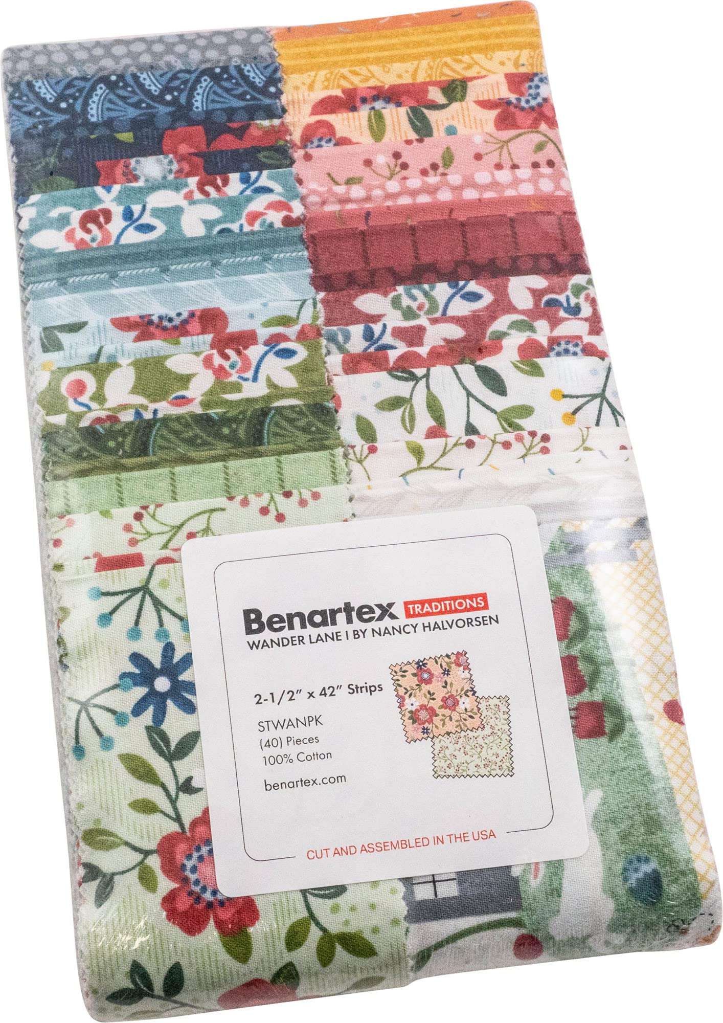 Nancy Halvorsen Wander Lane I Strip-Pies 40 2.5-inch Strips Jelly Roll Benartex