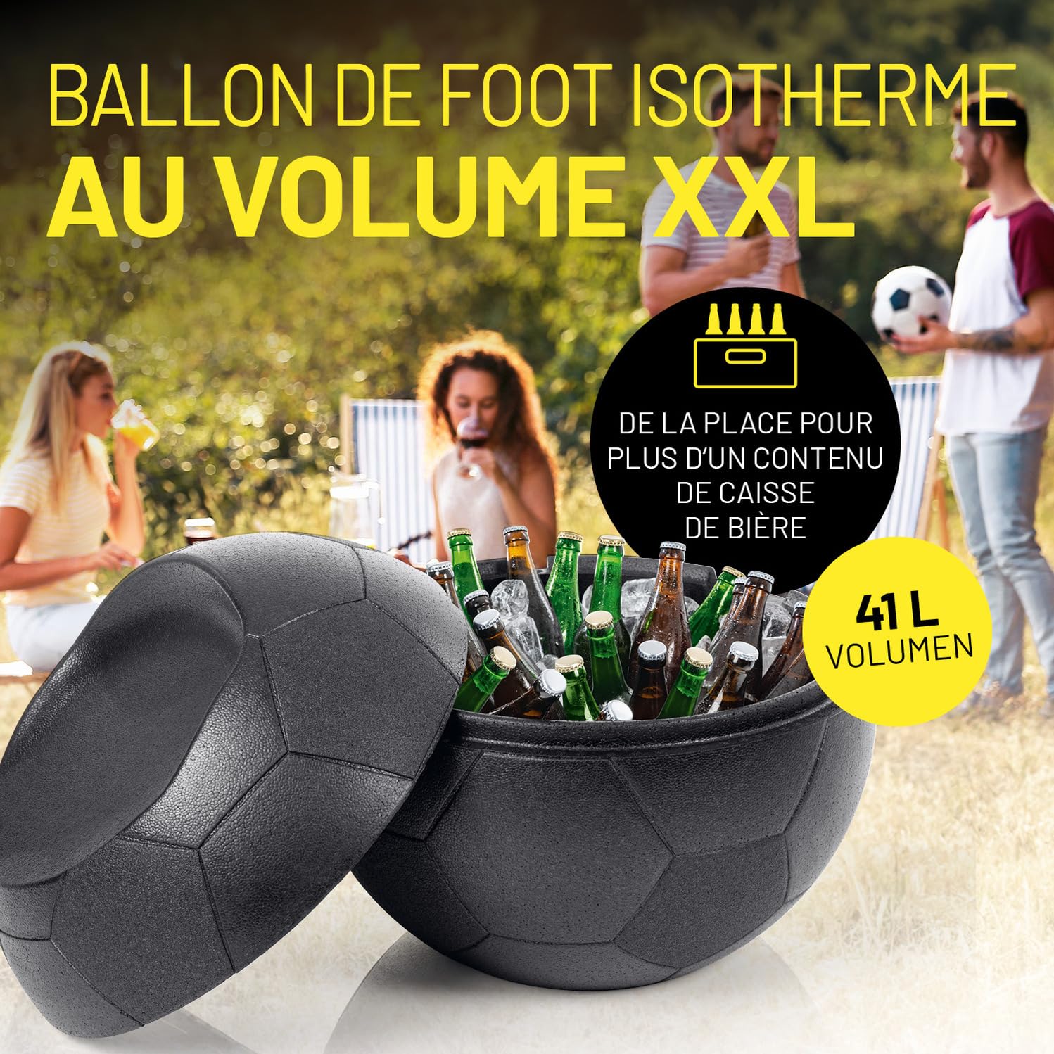 LUMALAND Glacière de Football avec Fonction siège 41 l pour Plus d'un Contenu de boîte à bière | Glacière Football pour l'intérieur et l'extérieur – Idéal pour Le Jardin et Le Balcon | Camping