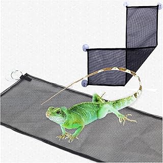 Bearded Dragon Lizard Hammock - Breathable Mesh Lounger Ladder Bearded Dragon, Reptile Hammock Accessories for Bearded Dragons Geckos Lizards (Black)