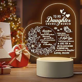 هدايا الابنة من كوينتير، هدايا الابنة من الأم والاب، لمبة ليلية اكريليك لعيد الأم والتخرج والزفاف والكريسماس وعيد الحب وعيد الميلاد للابنة من الأمهات