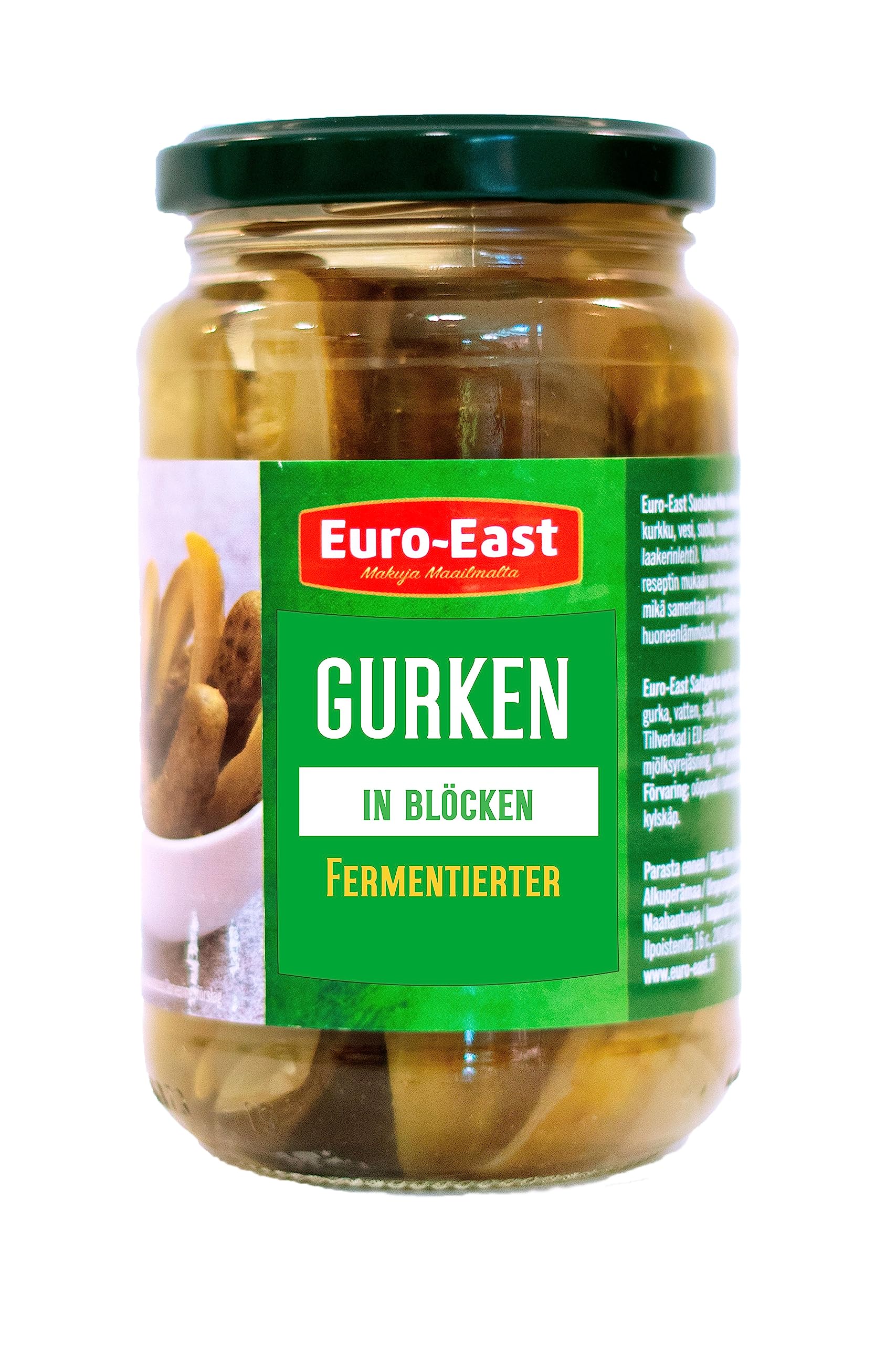 East-Euro Lot de 12 blocs de concombres fermentés dans un pot en verre x 350 g | Excellent complément à une variété de plats | Fabriqué par acidification | Lait concombres acides 12 x 350 g/220 g