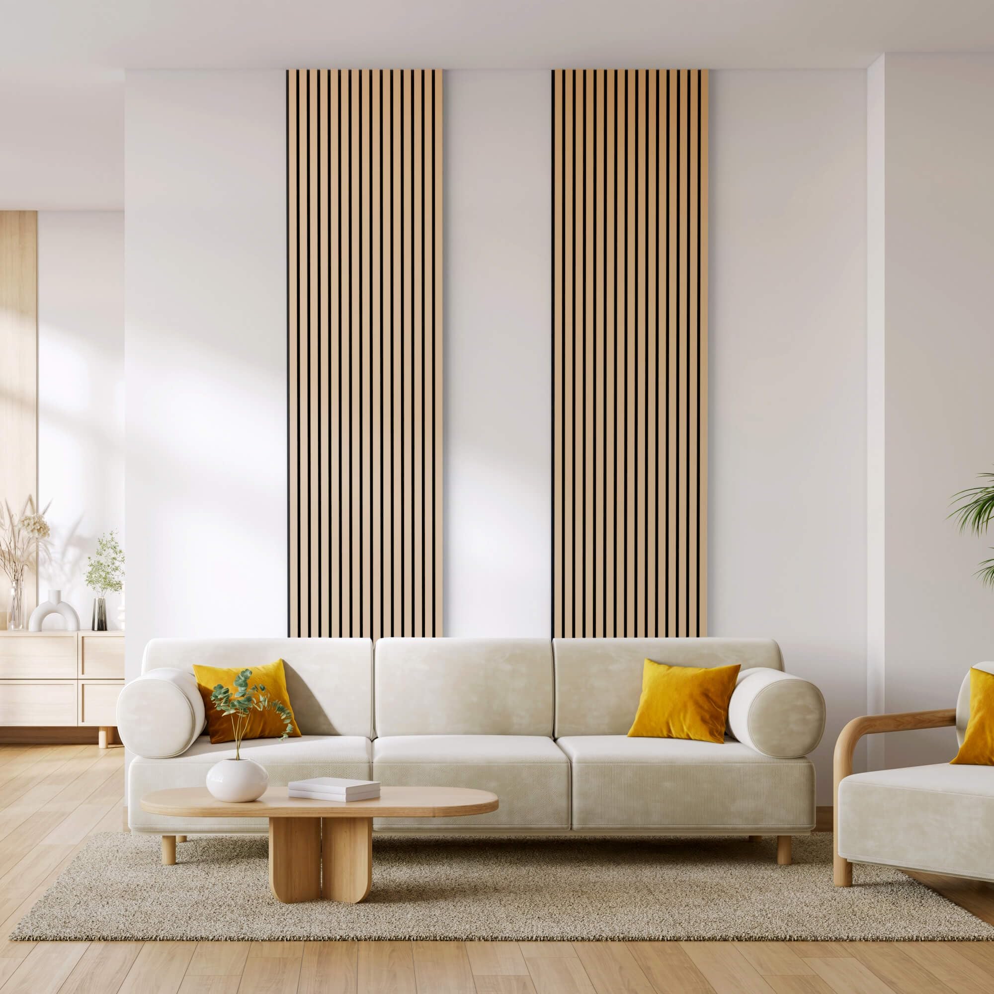 Arebos Akustikpaneele 120x60 cm | Lamellenwand in Holzoptik für Wand & Decke | modernes Wandpaneel mit hoher Schallabsorption | einfache Montage & zuschneidbar | 4er Set für stilvolle Raumakustik