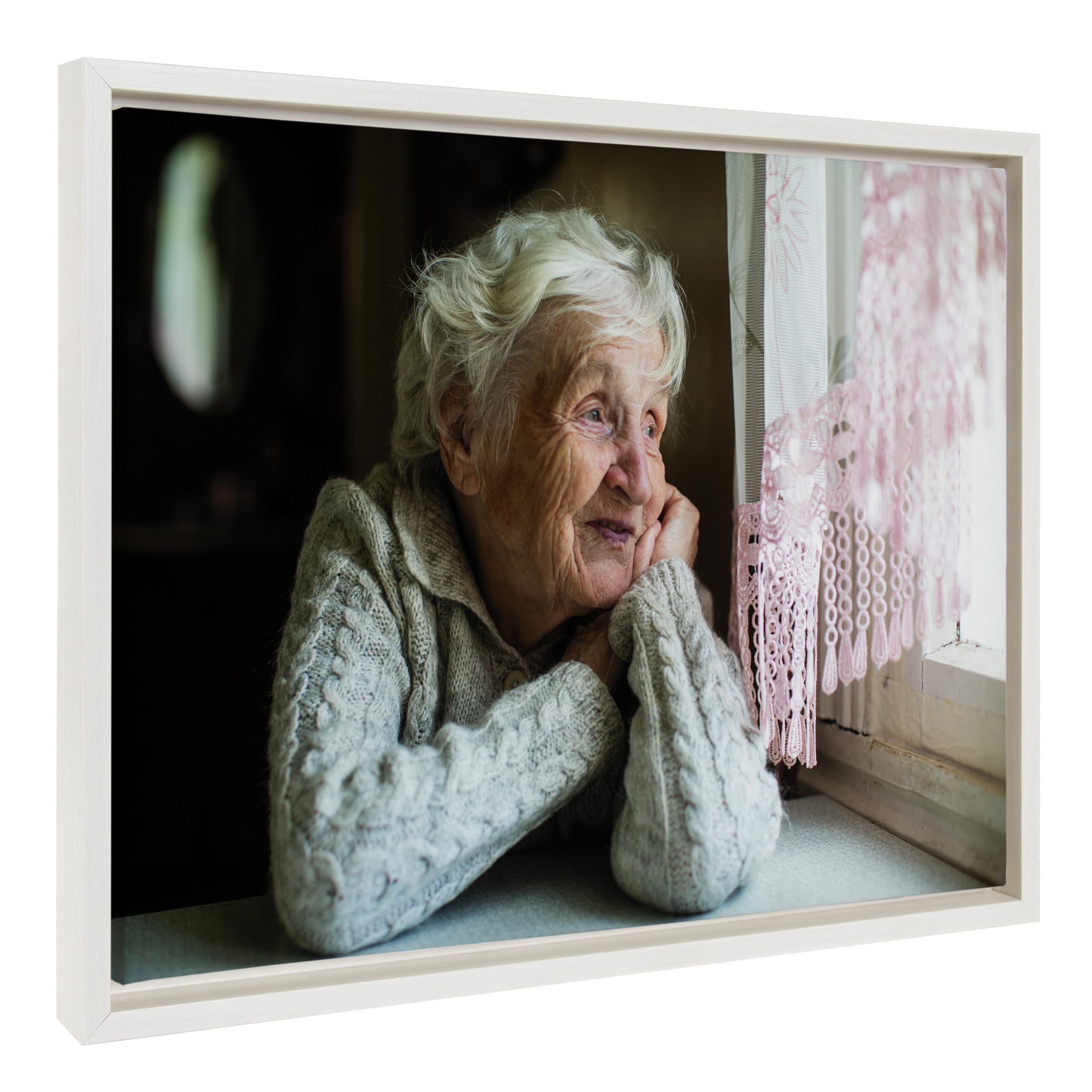 Kate and Laurel Custom Printed Framed Canvas Wall Art, 20x16 White, Sylvie Personal Canvas Print with Your Photos for Bedroom or Living Room Gallery