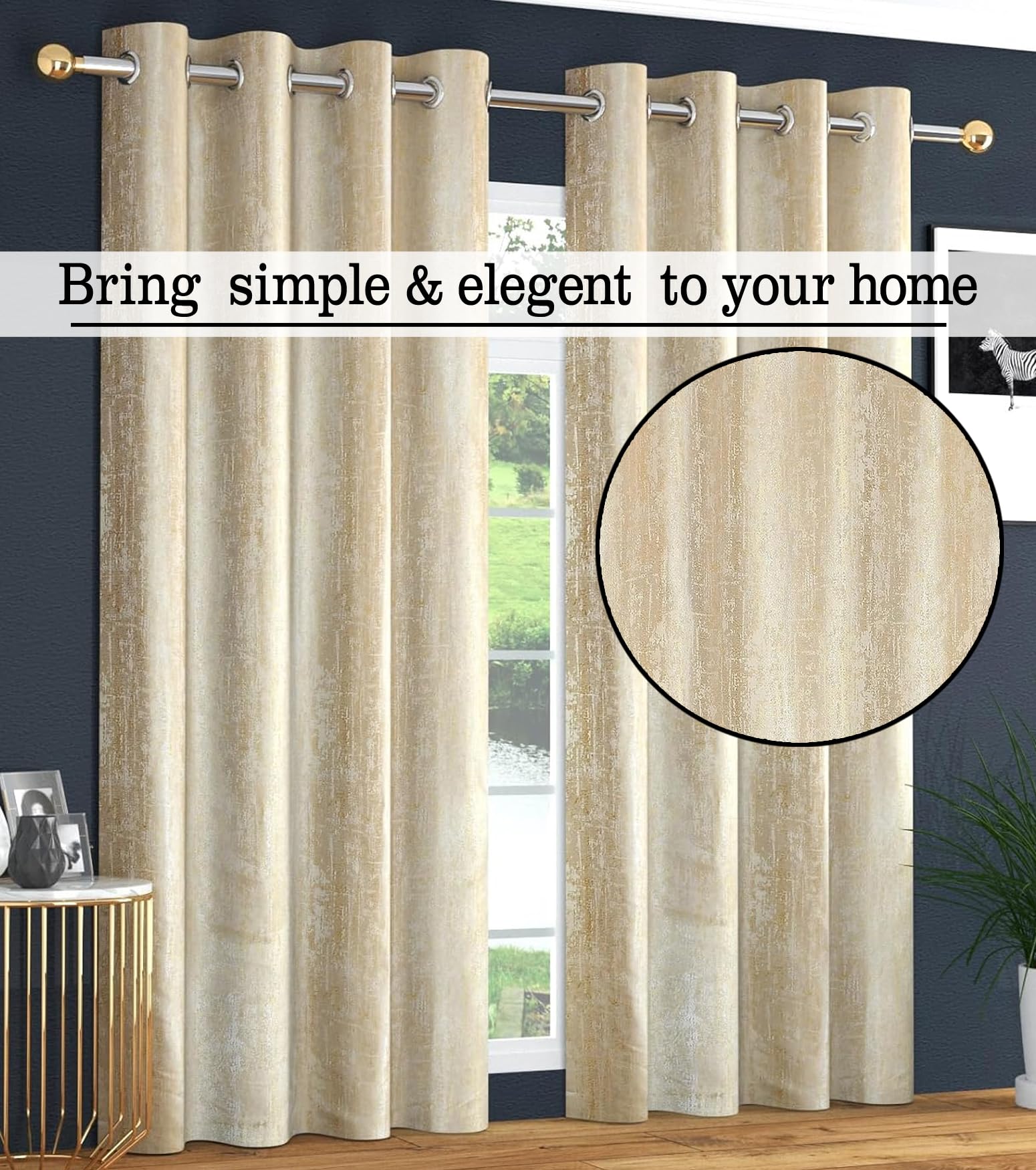 FRESH FROM LOOM Supreme Texture Polyester Padre| Curtains for Home 6 Feet Semi Black Out 80% Room Darkening Screens | (Gold | 1pc| Double Weaved Parda | Eyelet Ring | Window Curtain) 4