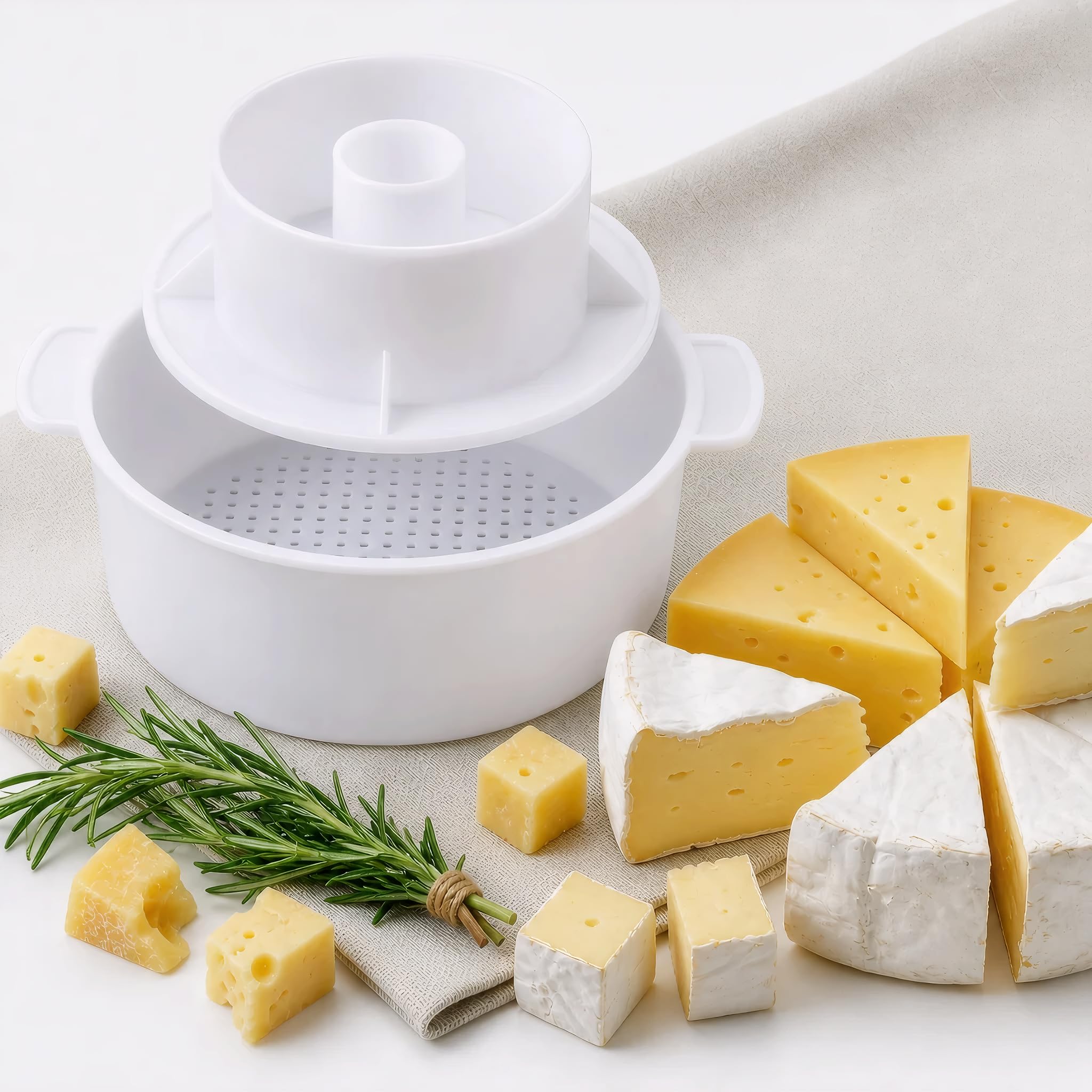 SHSH trade group Cheesemaking Supply Kit 1.2 L with Pressing Plate - Paneer Maker Mold Machine - Gouda Hard Cheese Mold and Presses Kits for Cheese Making Kit Maker - Cheese Mold and Press