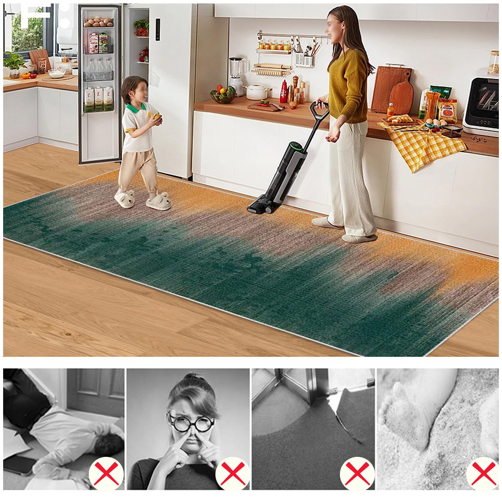 Chodnik dywanowy, antypoślizgowy dywan do przedpokoju, 120 x 180 cm, chodnik wejściowy, nadaje się do prania, chodnik kuchenny, dywan na korytarz, dywanik do korytarza, sypialni