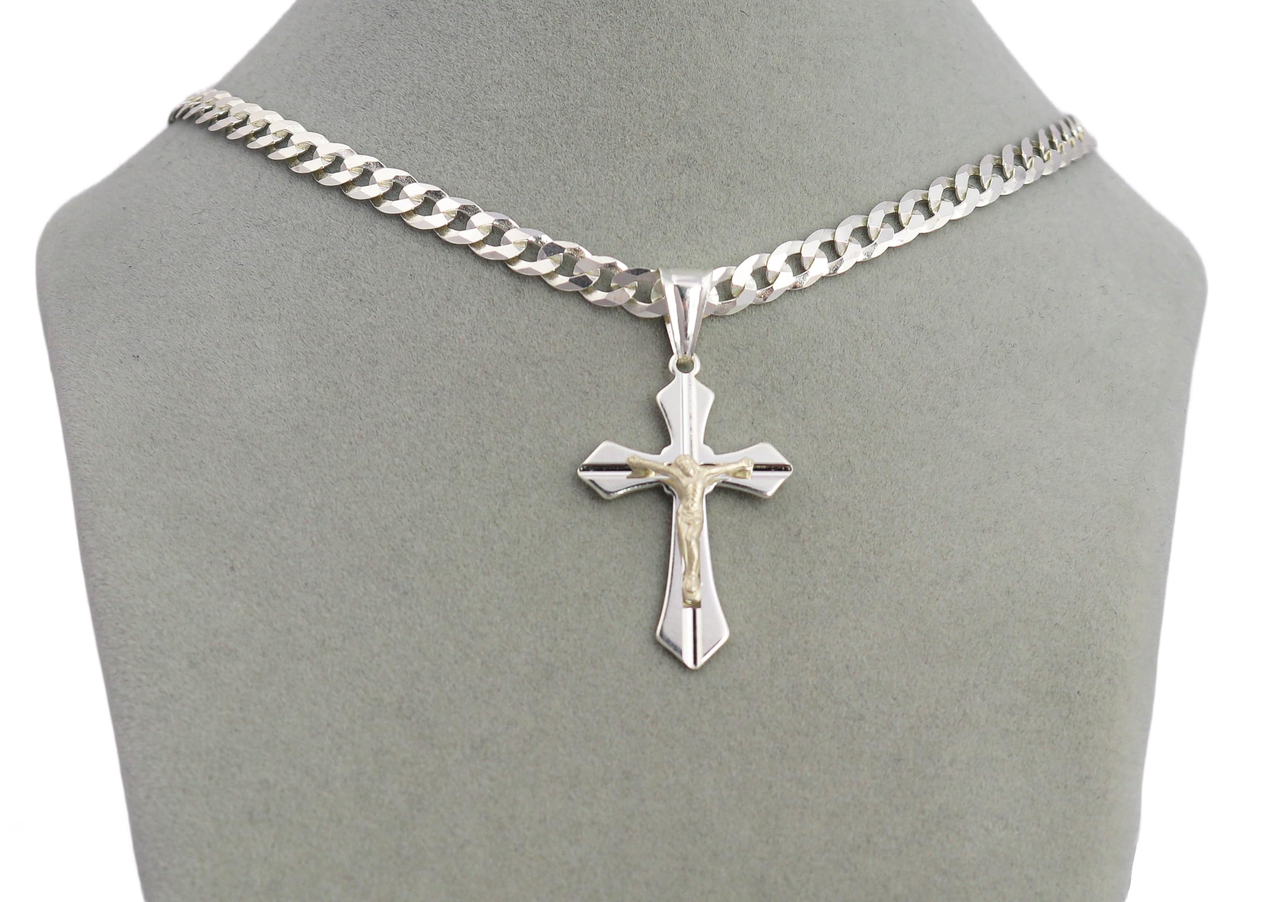 Ketten für herren Silber 925 Kreuz Kette 45 cm, Panzerkette 925 Silber, Königskette Schmuck, italienische Qualität