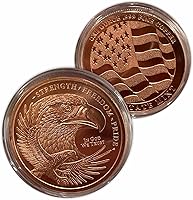 Vista 3 de Generic 20pc x 1 oz Freedom Eagle flag copper round in storage tube