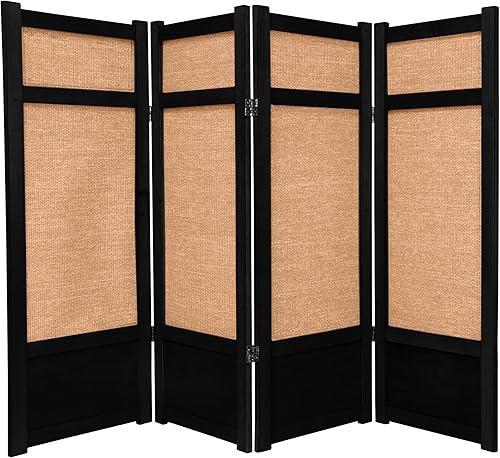 Miniatura 6 de Pantalla Shoji corta de yute baja de 4 pies - 6 paneles - Palisandro