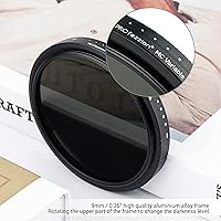 Vista 6 de PROfezzion Filtro ND variable de 1.929 in ND2-ND2000 Fader de densidad neutra variable para Canon EOS R10 R50 R100 M50 M5 M6 Mark II M200 con lente