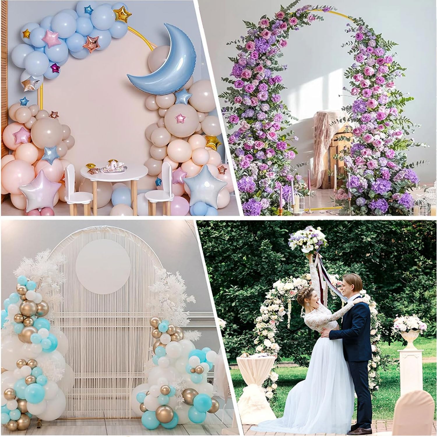 Regulowany metalowy stojak łukowy na ślub, baby shower, dekoracje urodzinowe - wytrzymały, przenośny, łatwy w montażu