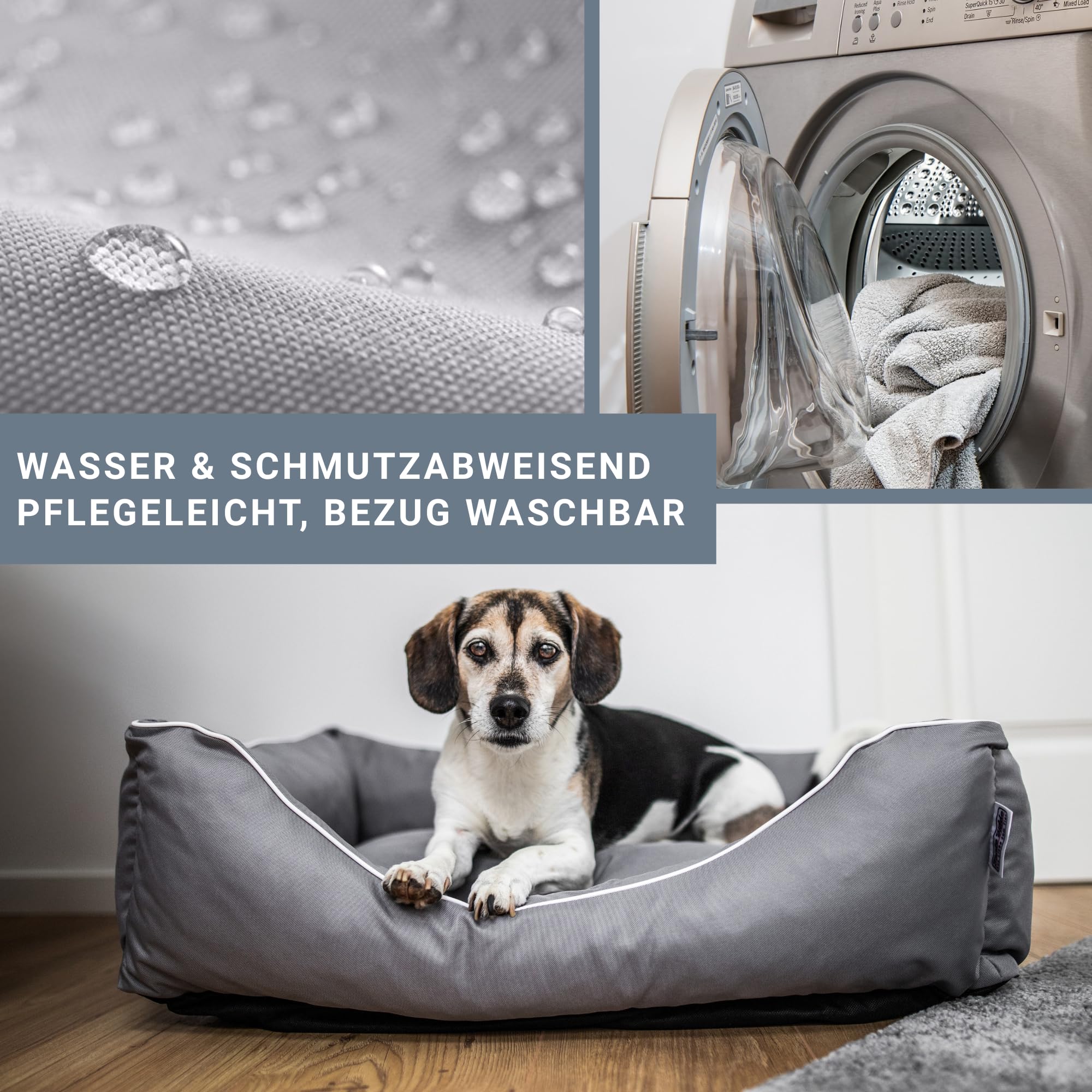 Tante Hilde Hundebett Norderney – Waschbar, Robust, Hochwertig, Größenauswahl - Hundekorb, Hundekissen (Schwarz XL 80x60 cm, Ideal für kleine Hunde)