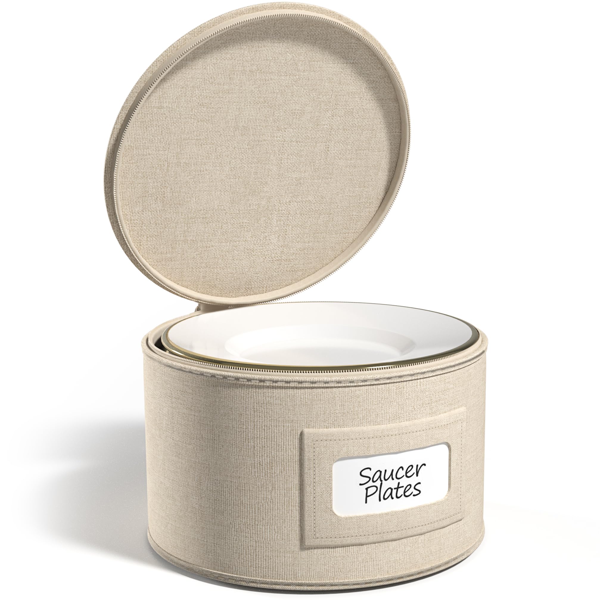 Sorbus China Storage Containers – Dinnerware Organizer for Dessert Plates with Lid (Holds Service for 12) with Felt Protectors – 7.25" x 5"