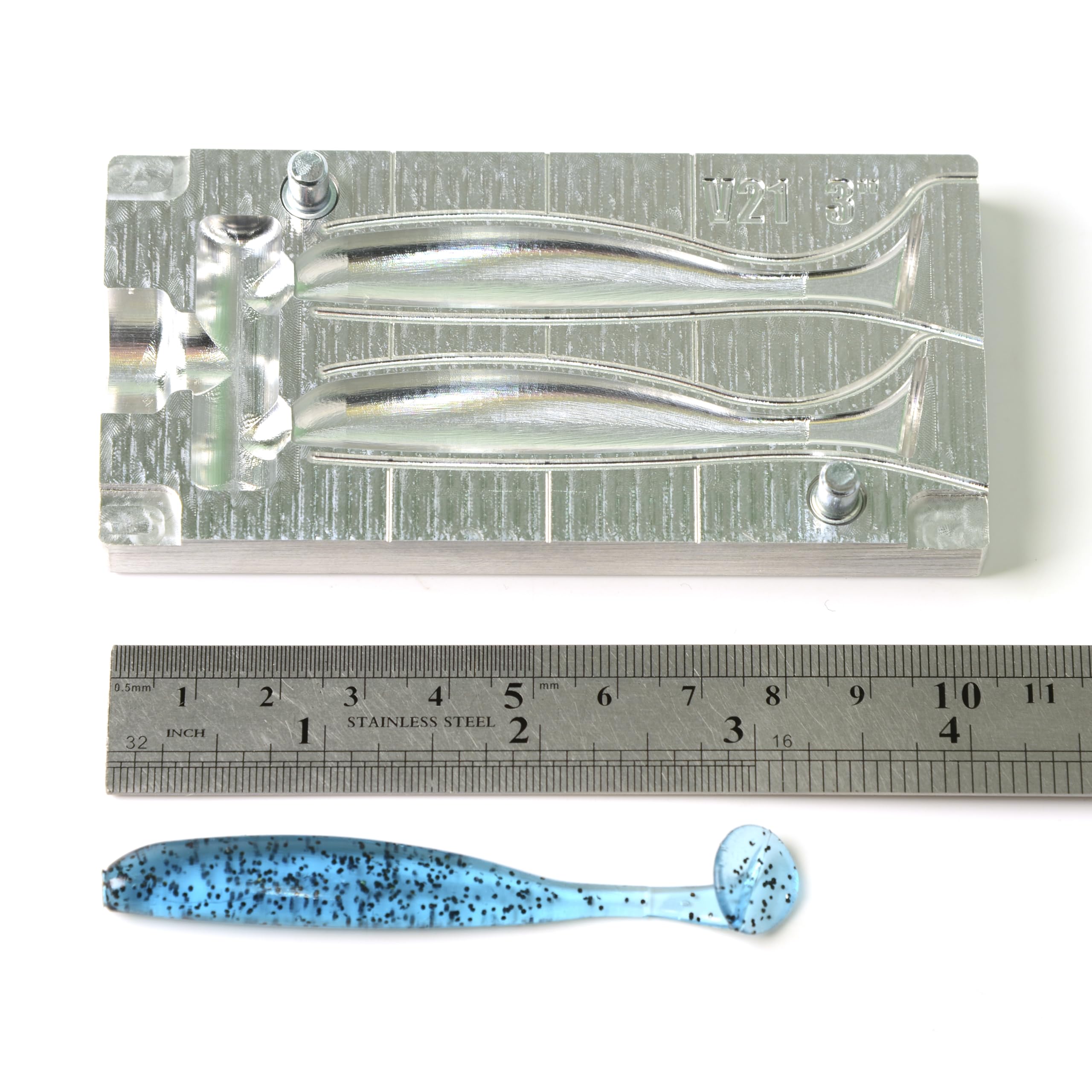 FatFish V21A-2C Köderform, weicher Kunststoff, Spritzgussform, 7,6 cm | Für Do-It Angelköder, Aluminium